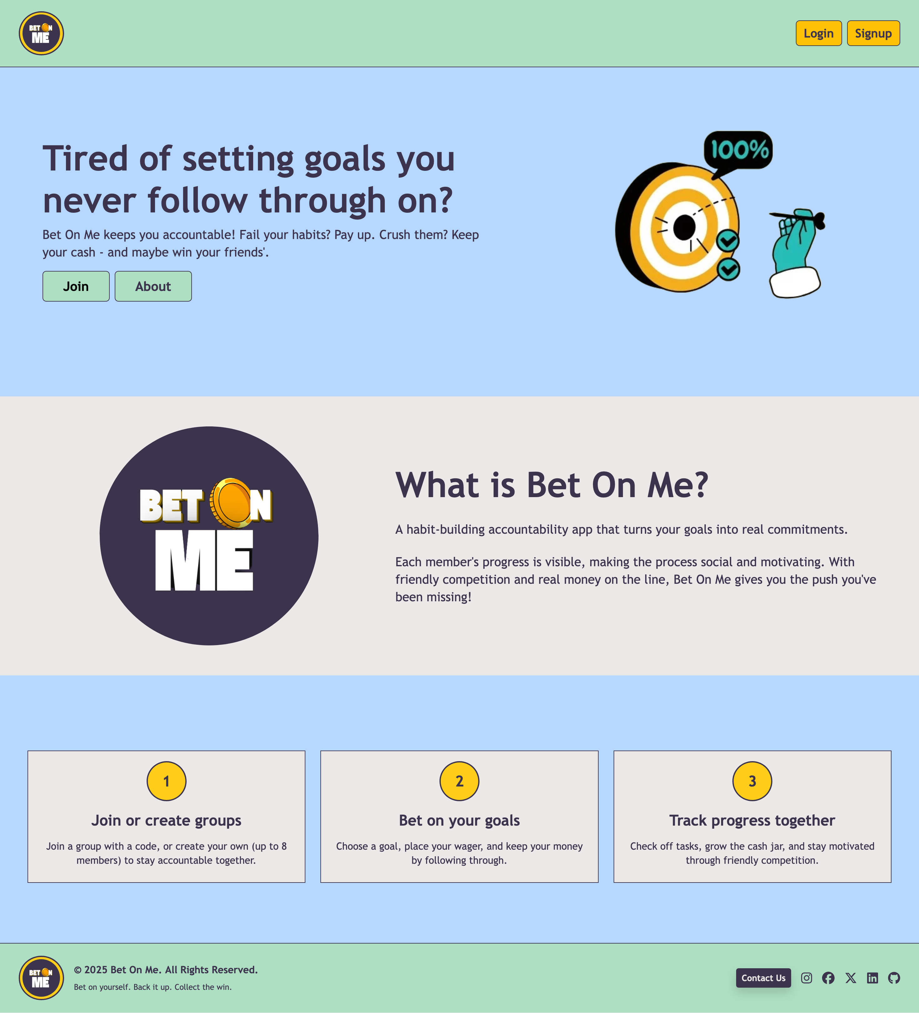 Bet on me landing page